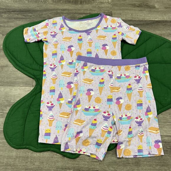Little Sleepies Bamboo Girls 12/14 Purple Ice Cream Social Summer Pajama Set - Picture 1 of 5